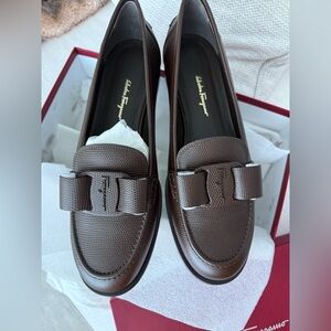 Salvatore Ferragamo Men's Dark Brown Textured Loafers